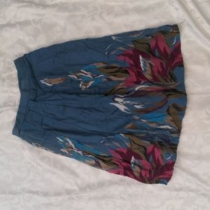 Vintage floral paint brush high waisted skirt